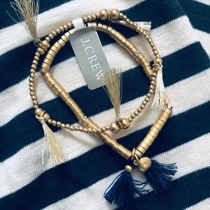 J.Crew bead and tassel bracelet set NEW